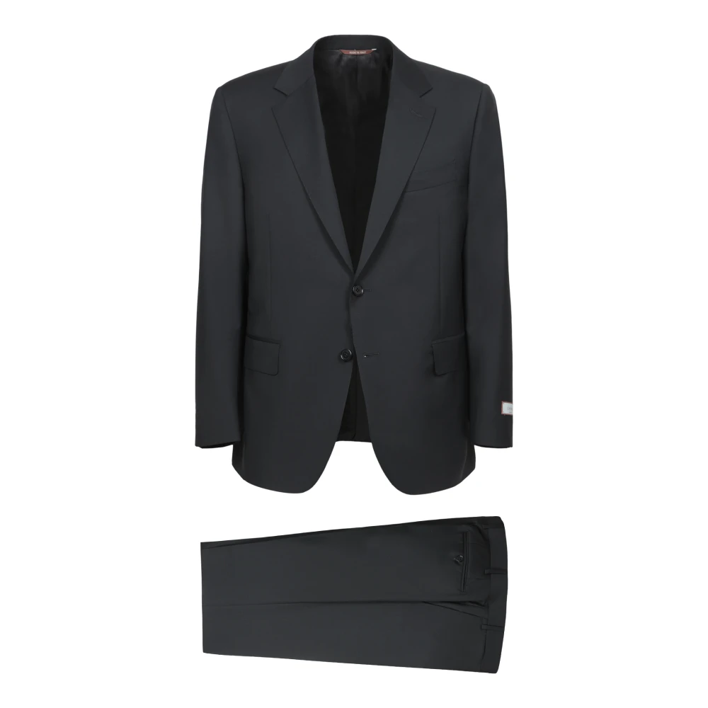 Canali Elegante Zwarte Mohair Twee-Knoopspak Black Heren