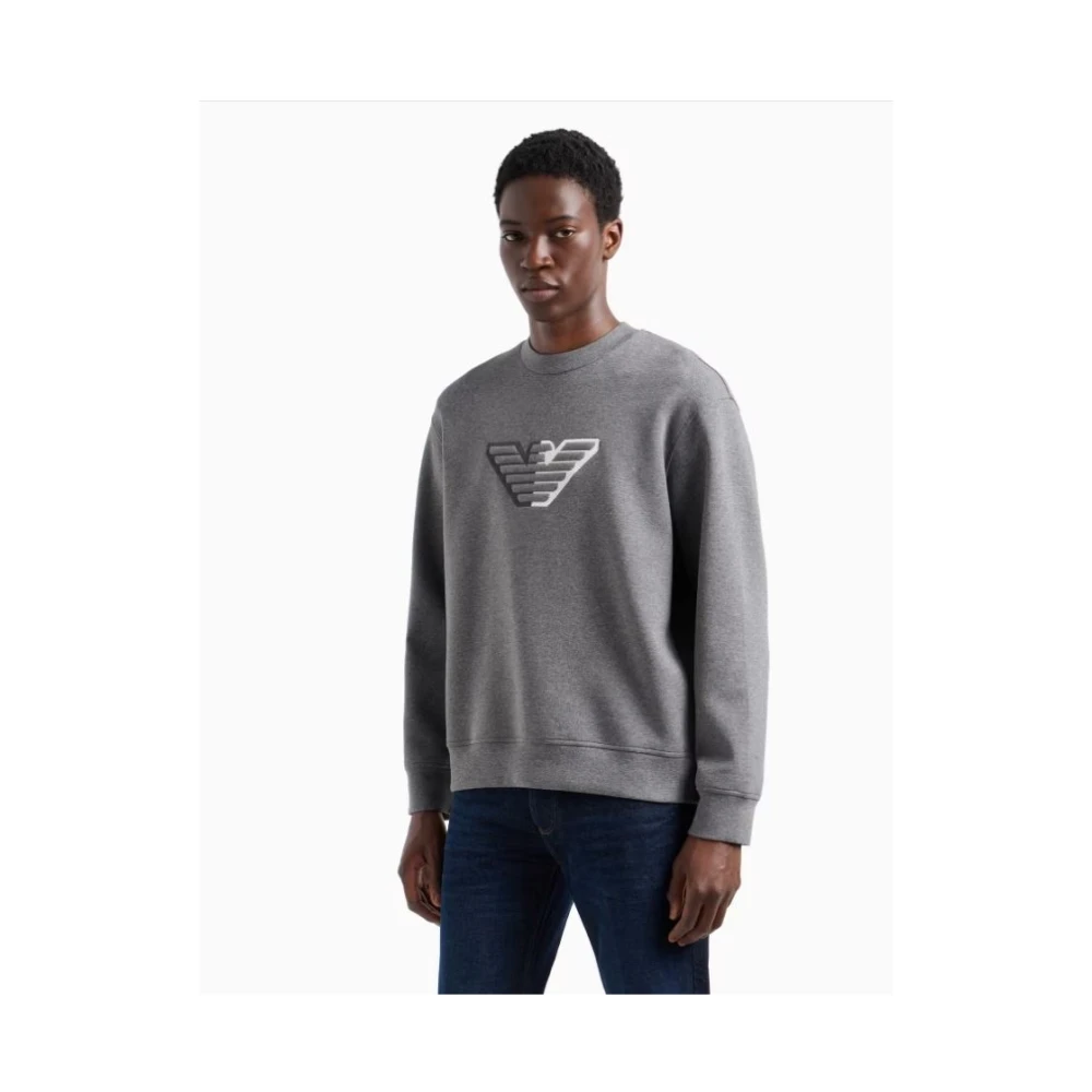 Emporio Armani Dubbele Jersey Crew Neck Sweater Gray Heren