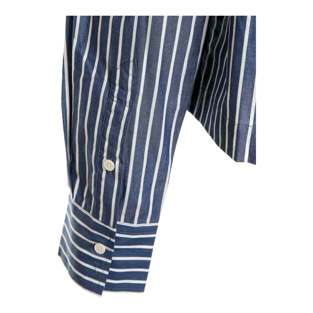 closed Gestreepte Korte Blouse met Klassieke Details Blue Dames
