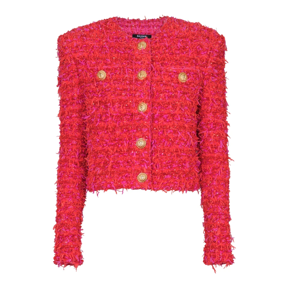 Balmain Geknipte tweedjas Red Dames