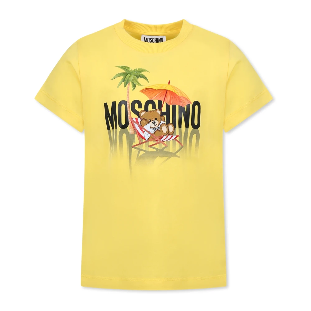 Moschino Gul Strand Print Teddy Bear T-Shirt Yellow, Unisex