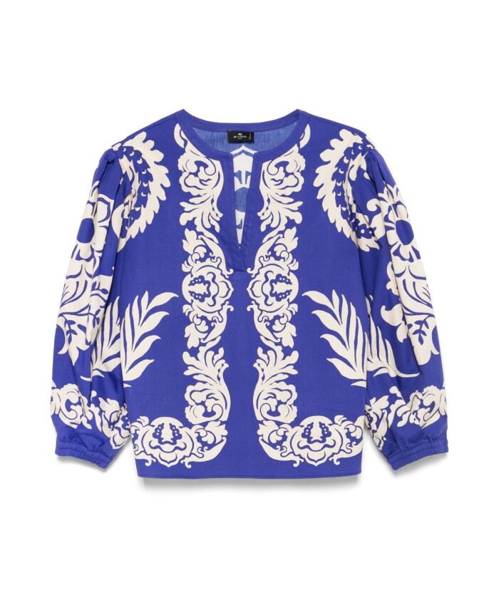 haut-bleu-col-en-v-poignets-elastiques