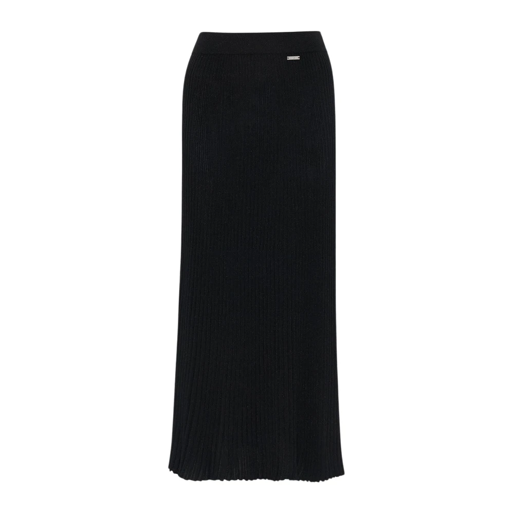 Kiton Metallic Wool Pencil Skirt Black Dames