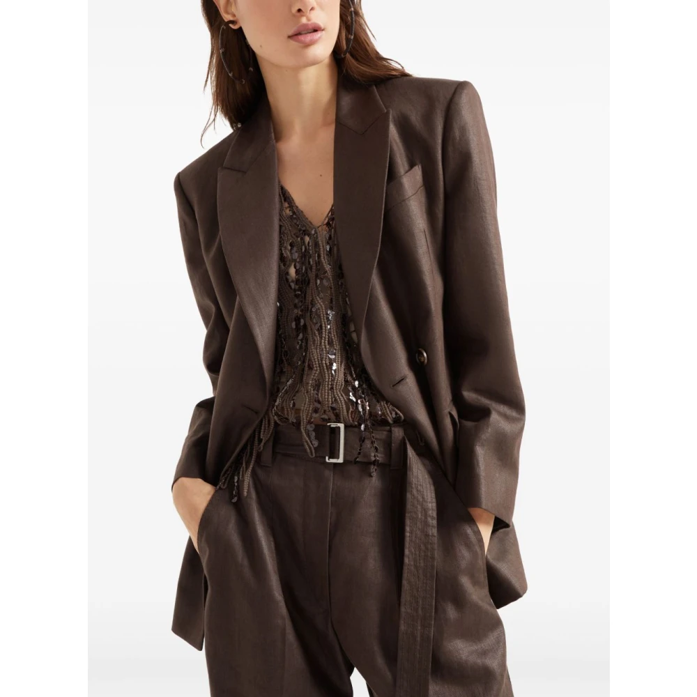 BRUNELLO CUCINELLI Bruine Jas voor Stijlvolle Look Brown Dames