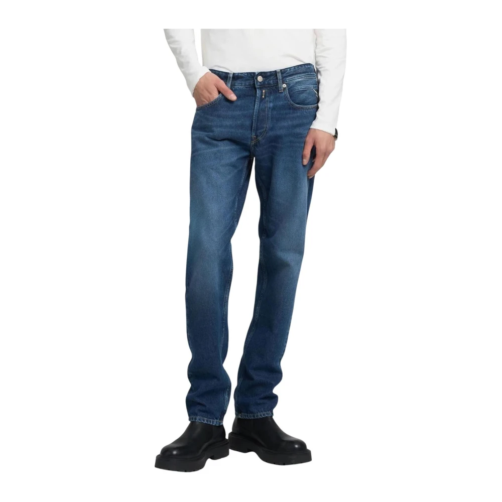 Replay Vaqueros Clásicos Rectos De Algodón Con Cierre De Cremallera Y Botón Jeans Hombre Azul W30 L32 Vaqueros Clásicos Rectos De Algodón Con Cierre De Cremallera Y Botón