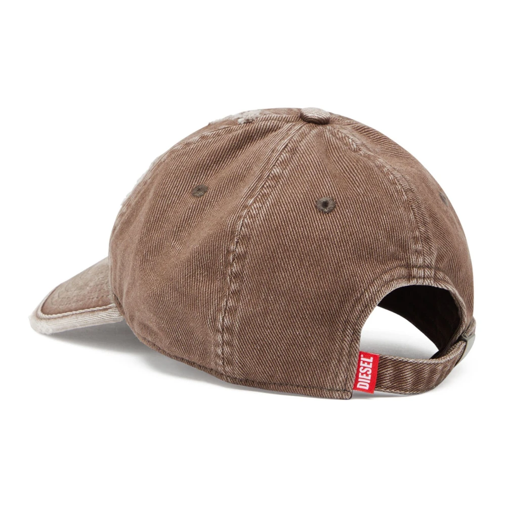 Diesel Bruine baseballpet met distressed denim Brown Heren