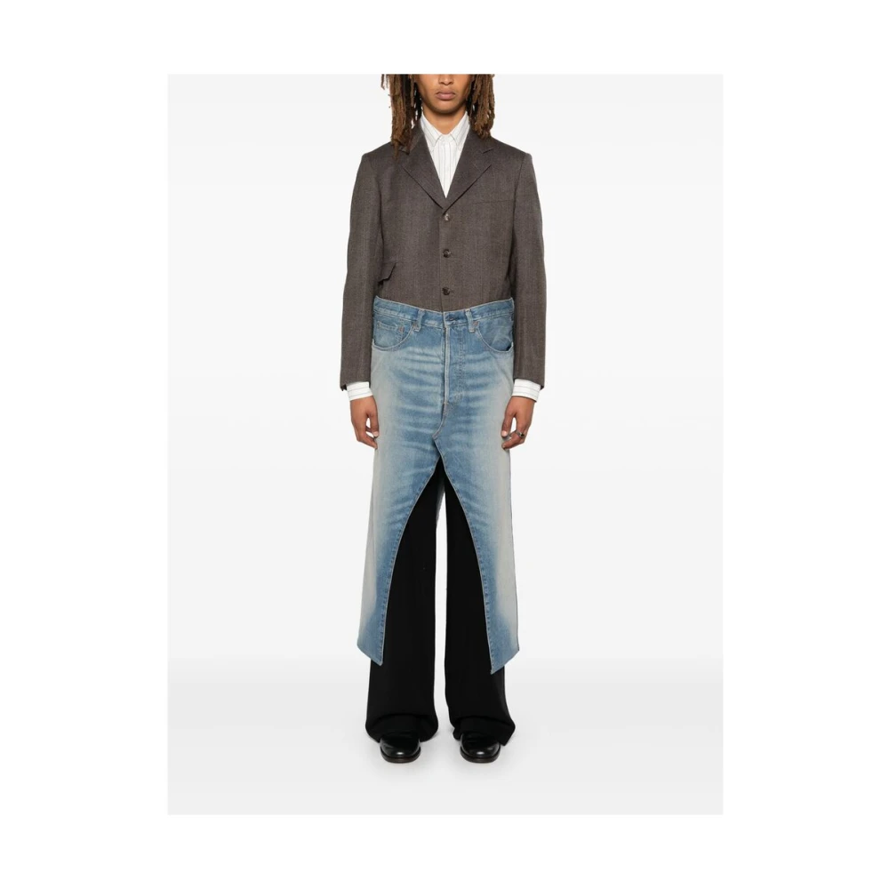 Junya Watanabe Bruin Blauw Wol Denim Jas Multicolor Heren