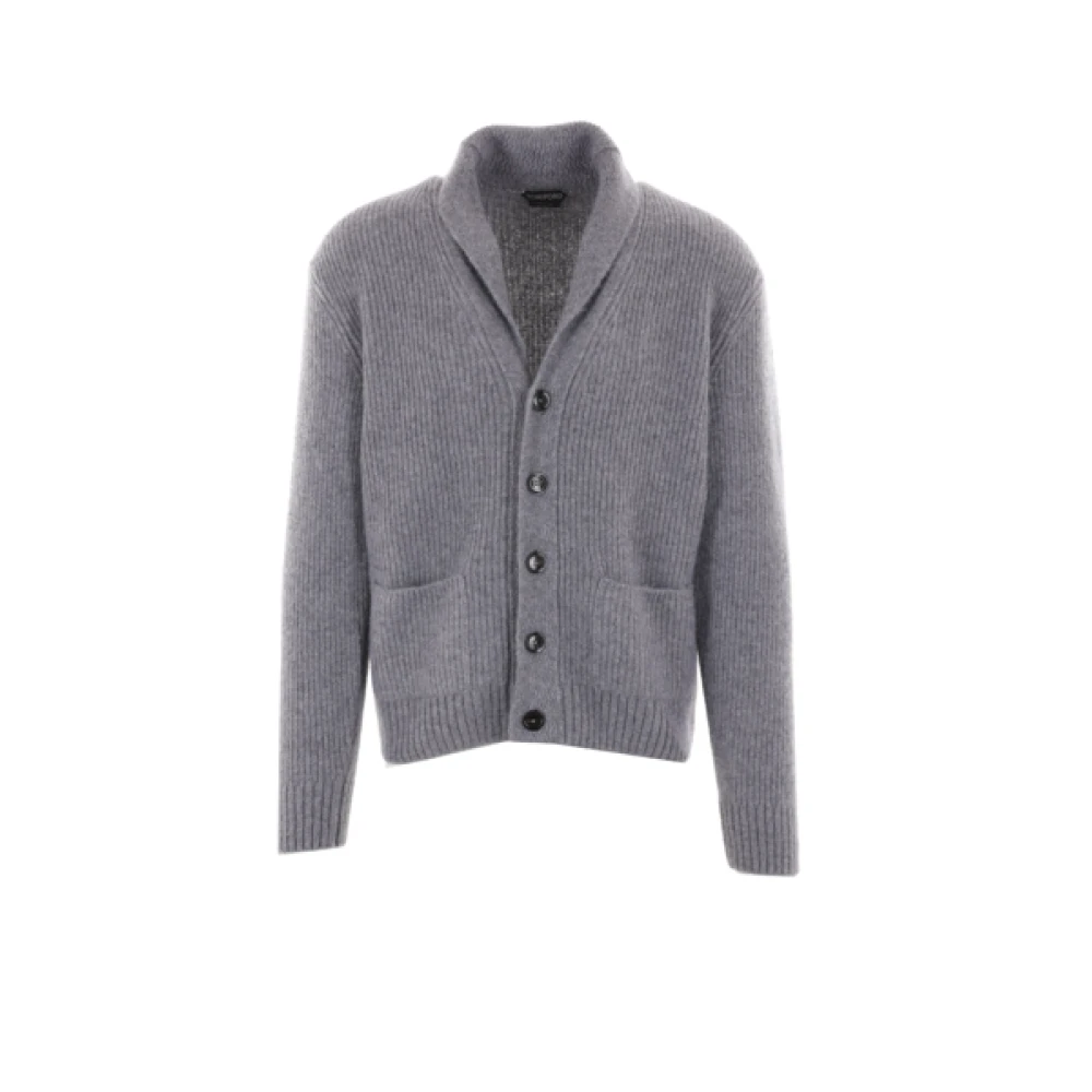 Tom Ford Kasjmier Zijde Grijs Cardigan Sweater Gray Heren