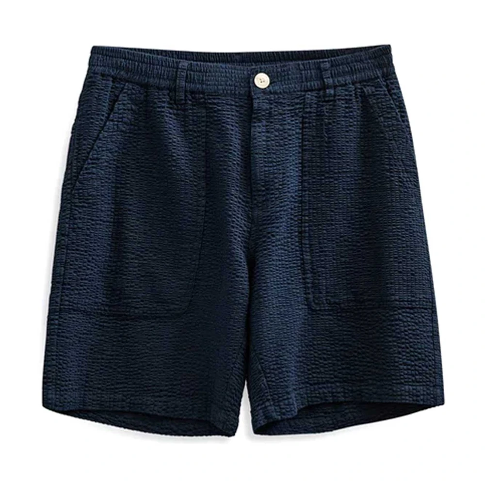 Anerkjendt Blue Casual Shorts, Male, Xl, Seersucker Shorts