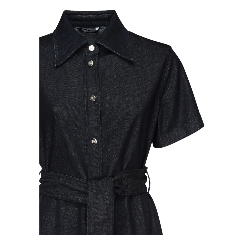 Dolce & Gabbana Denim chemisier jurk met overhemdkraag Blue Dames