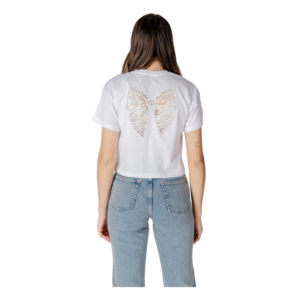 Only Witte Katoenen T-shirt met Ronde Hals White Dames
