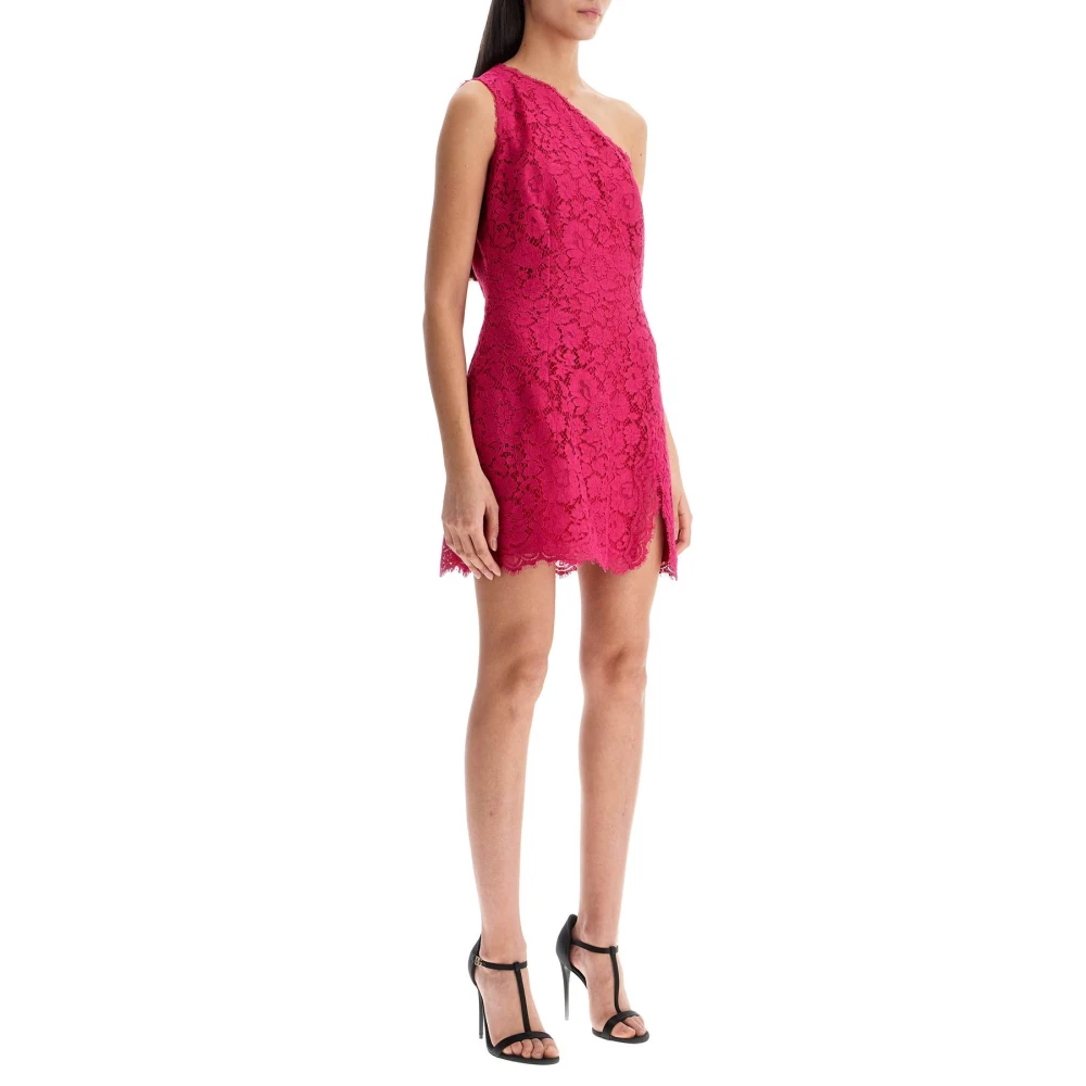 Dolce & Gabbana Elegante Kant Jurk in Schokkend Roze Pink Dames