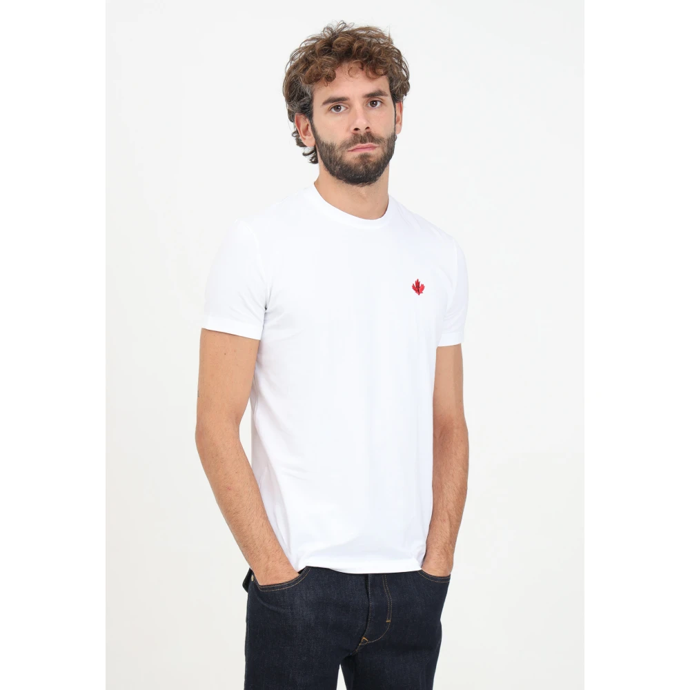 Dsquared2 Wit T-shirt met korte mouwen en logo borduursel White Heren
