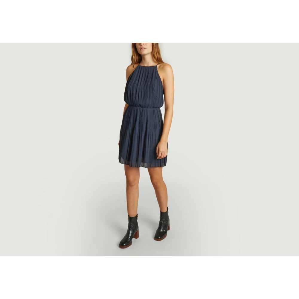 Samsøe Geplooide Jurk met Open Rug Blue Dames