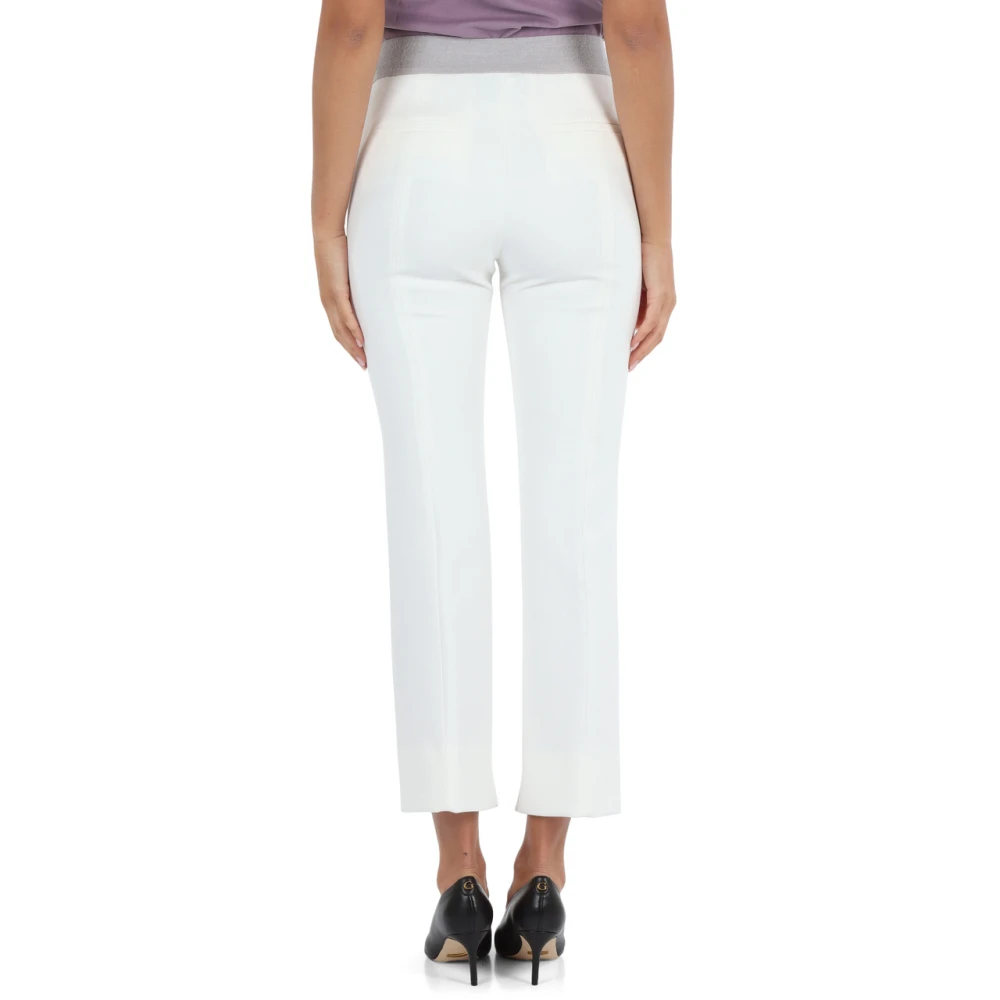 PESERICO Uitlopende broek van viscose en katoen White Dames