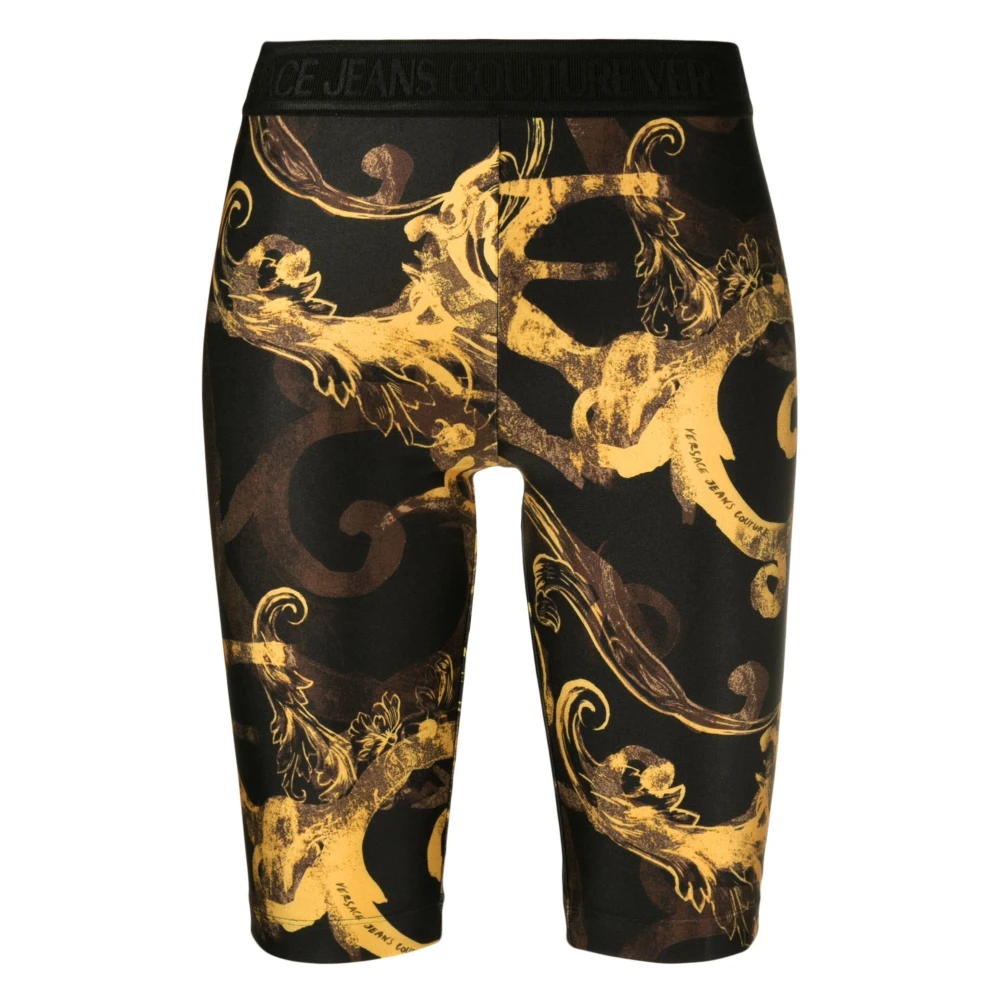 Versace Jeans Couture Barocco Print Casual Fietsbroek Zwart Black Dames