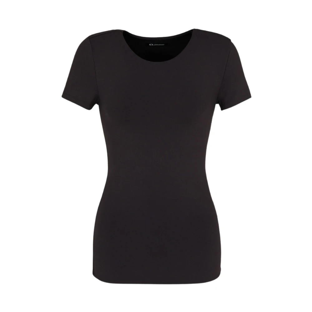 Armani Exchange Women's Black Slim Fit T-Shirt In Technical Fabric - T-Shirts - L - Tops