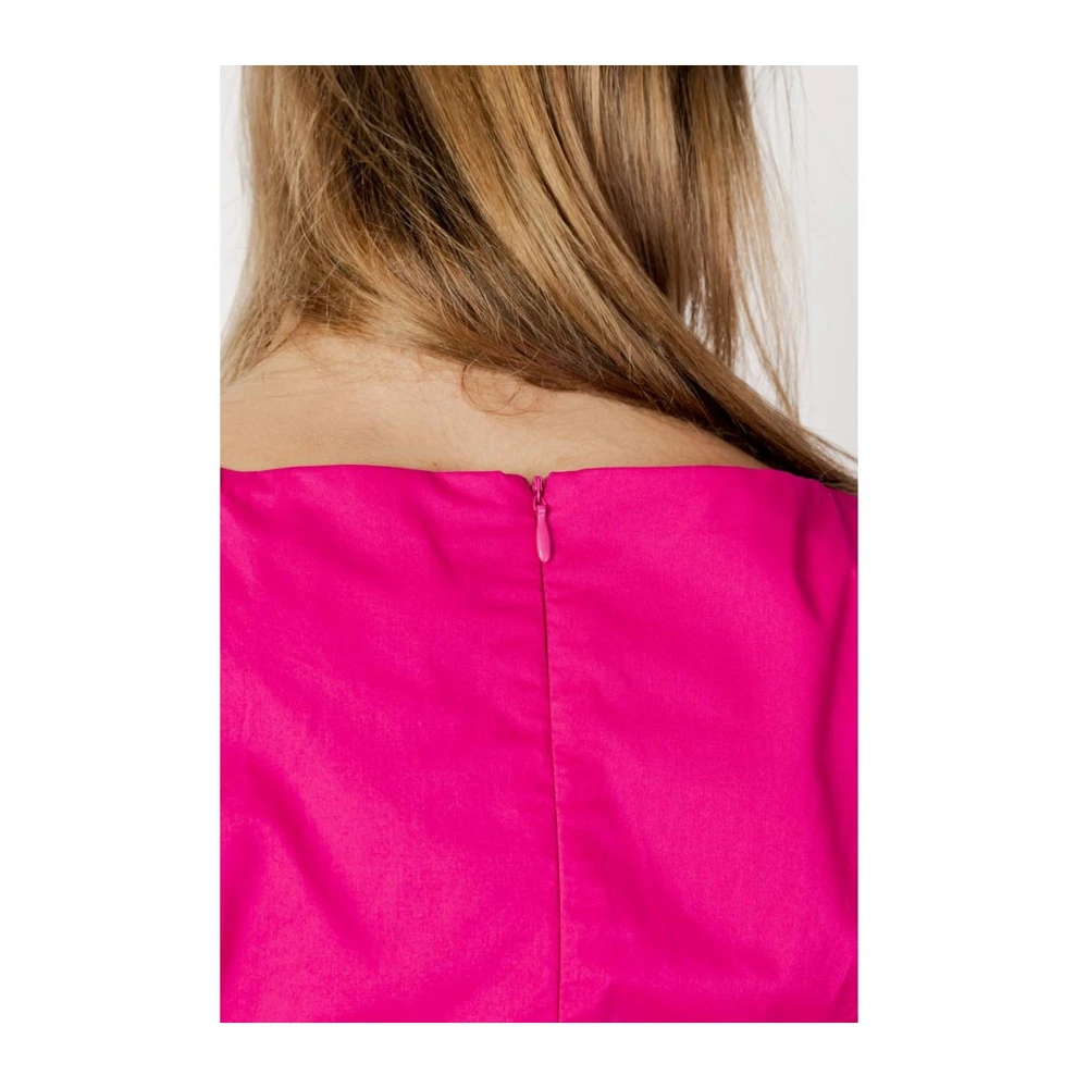Sandro Ferrone Elegante Katoenen Lange Jurk Pink Dames