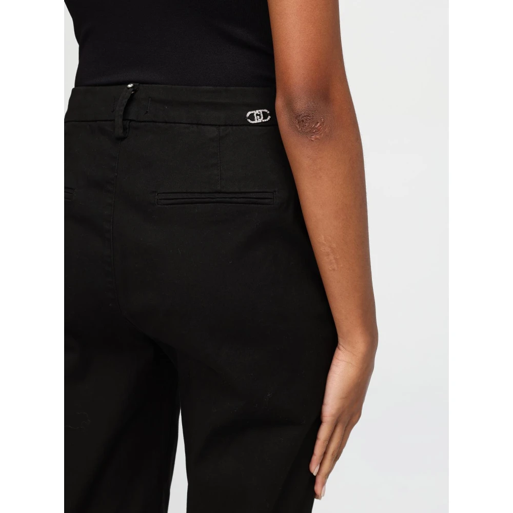 Liu Jo Katoenen satijnen chino broek Black Dames