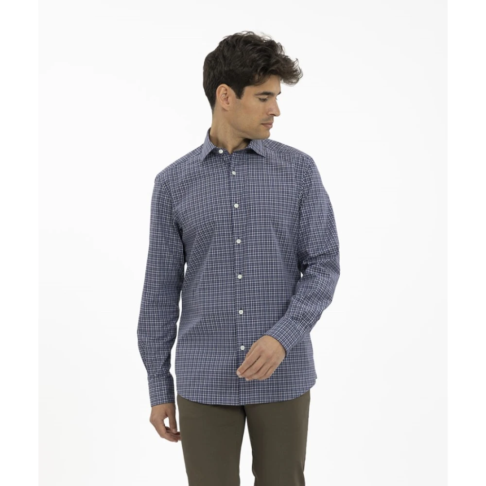 Ermenegildo Zegna Geruite sportshirt Blue Heren