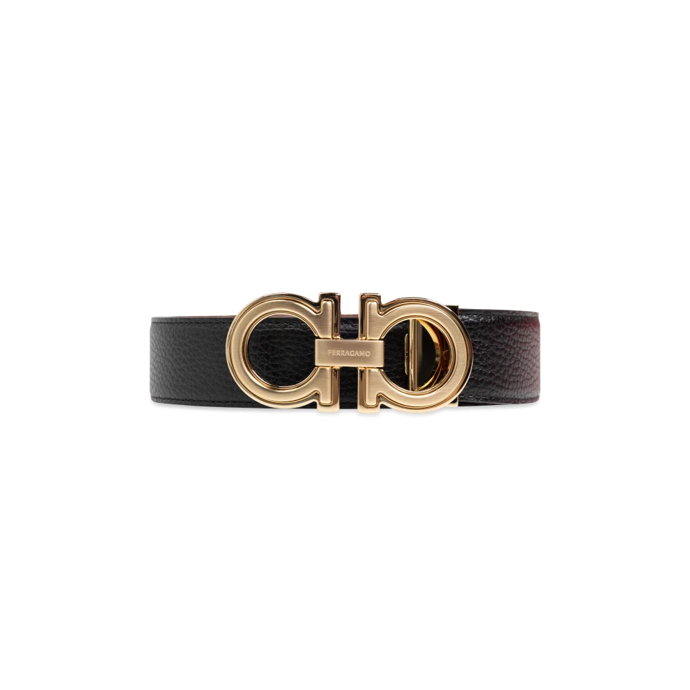 Salvatore Ferragamo Omkeerbare Leren Riem met Gancini Gesp Black Heren