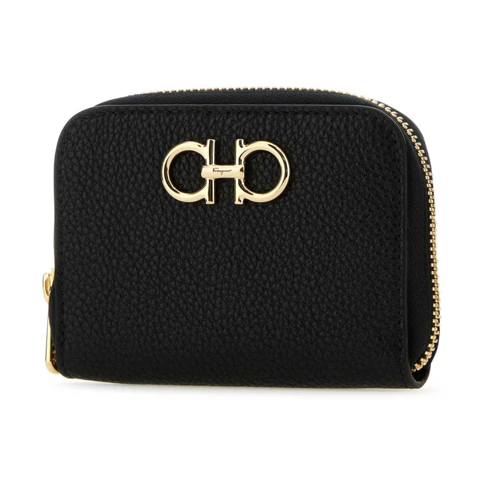 Salvatore Ferragamo Stijlvolle zwarte leren munthoes Black Dames