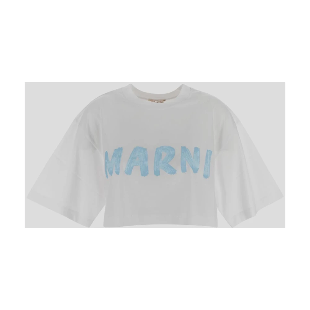 Marni Katoenen Crop T-shirt White Dames