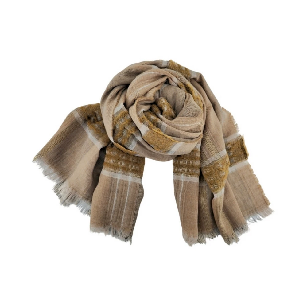 D.Exterior Kameel Geruite Sjaal voor Vrouwen Brown Dames