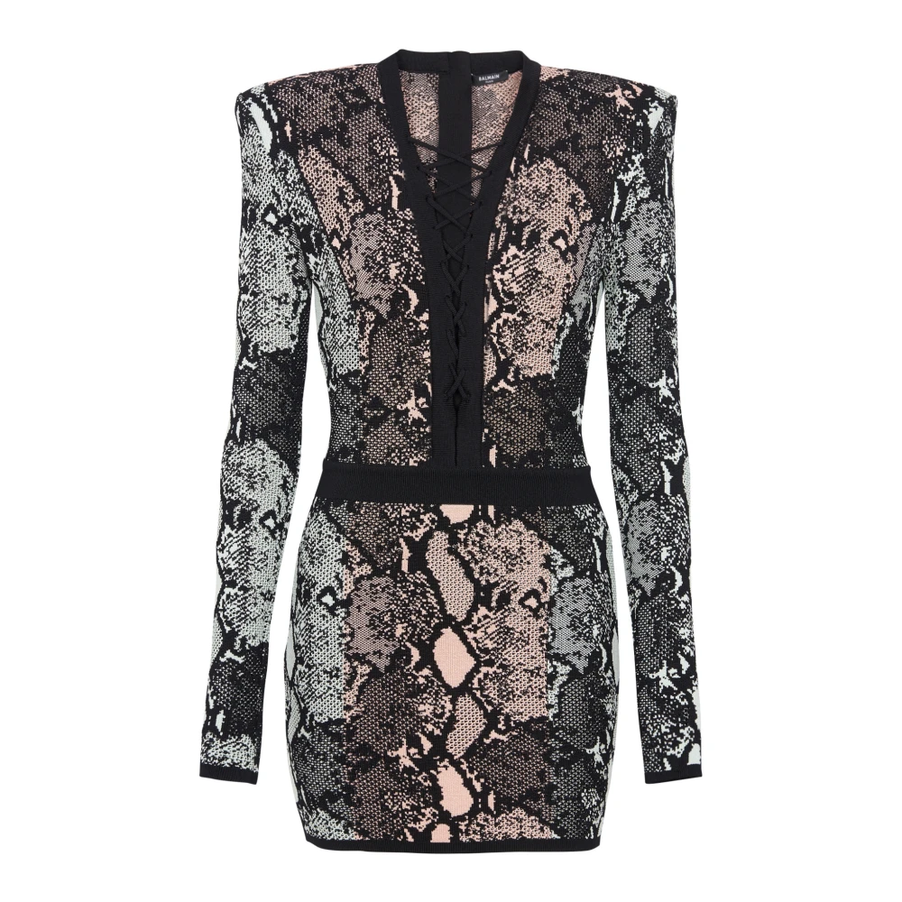 Balmain Korte jacquardjurk met slangenprint Multicolor Dames