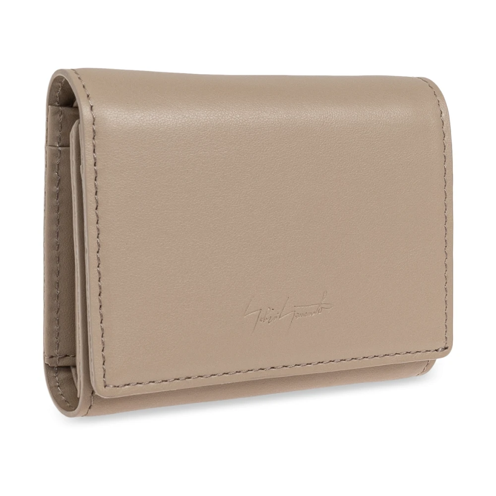 Yohji Yamamoto Leren portemonnee uit de Discord-collectie Beige Unisex