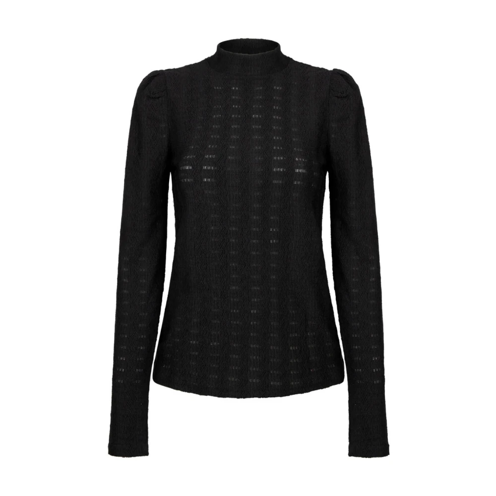 Aaiko Zig-Zag Lange Mouw Top Black Dames