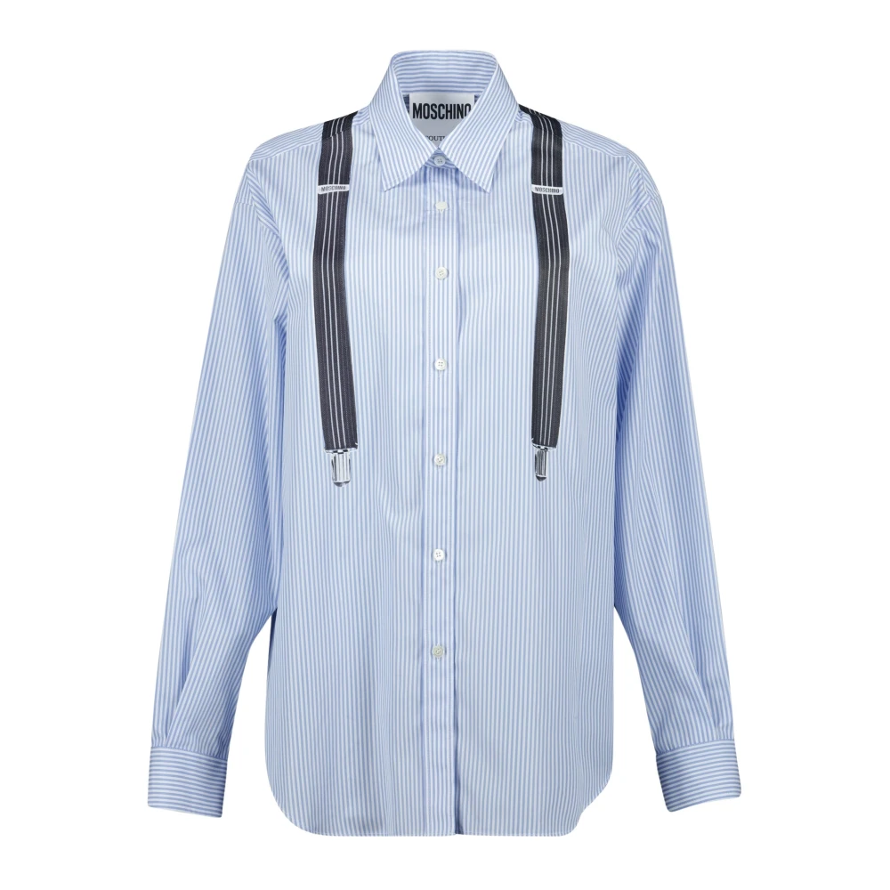 Moschino Gestreepte Print Mouwloze Shirt Blue Dames