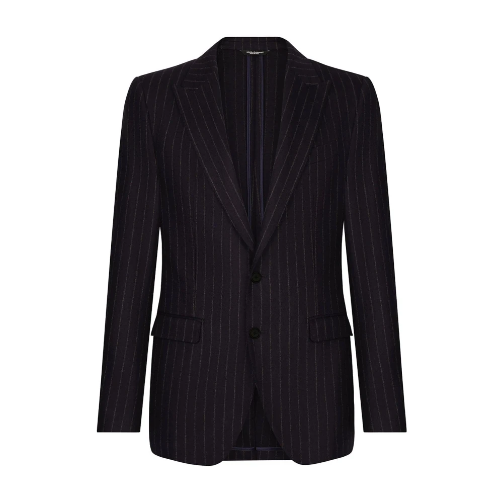 Dolce & Gabbana Men's Blue Pinstripe Flannel Taormina Jacket