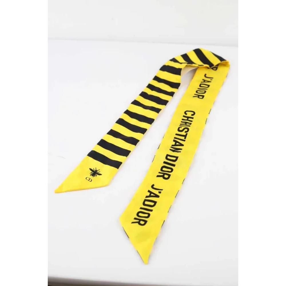 Dior Vintage Pre-owned Silk scarves Yellow Dames