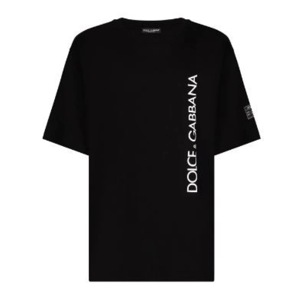 Dolce & Gabbana Verticaal Logo Zwart T-shirt Black Heren