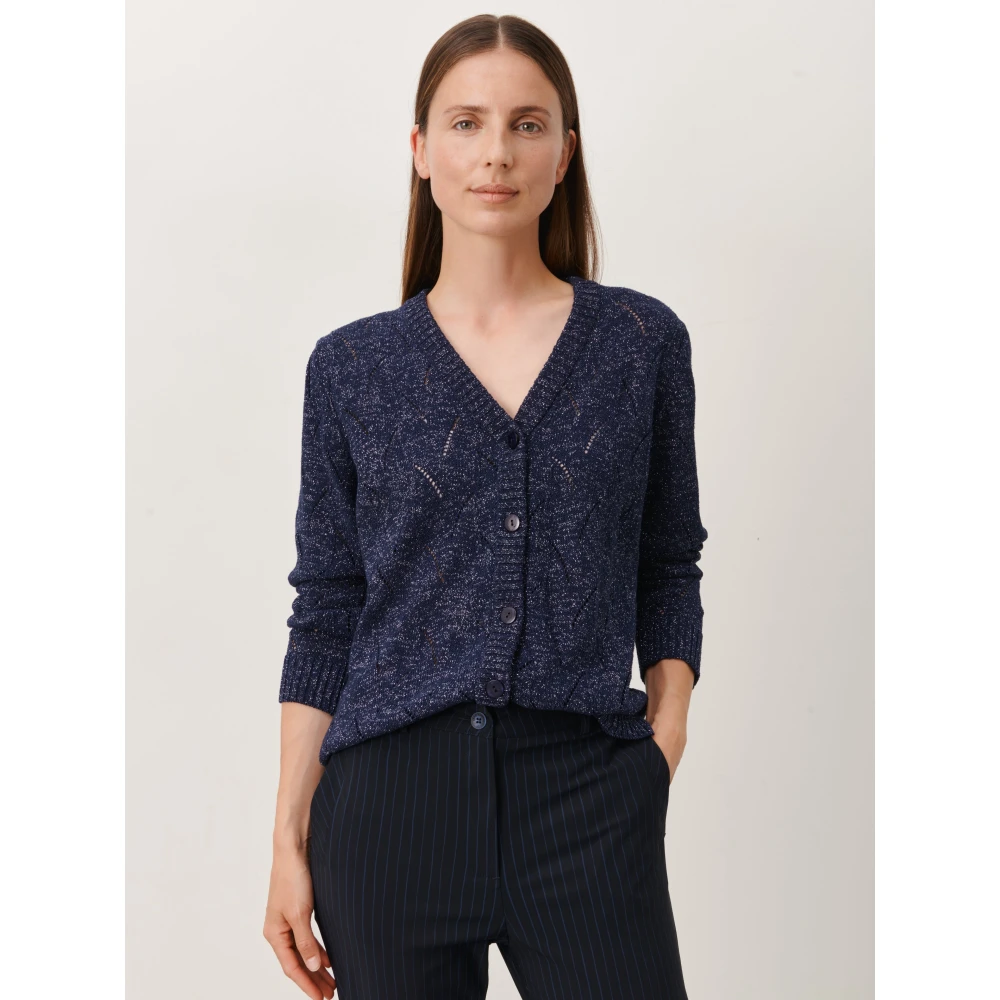 Jane Lushka Blauwe Pilates Vest met Fancy Breiwerk Blue Dames