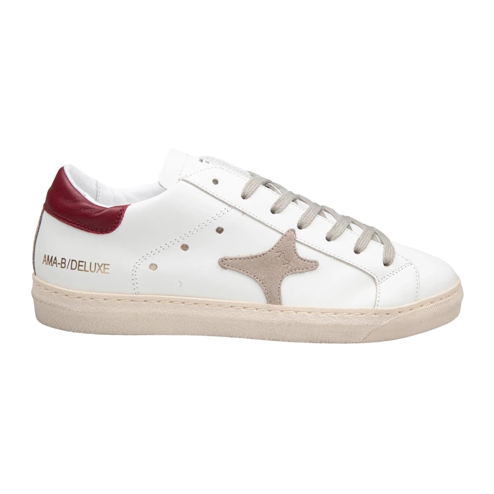 Ama Brand Witte Rode Leren Sneakers met Kleurrijke Details