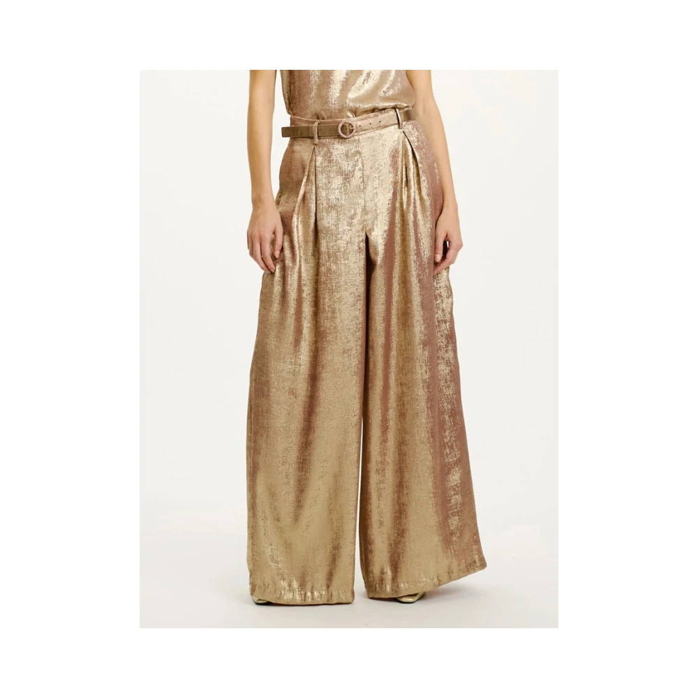 Momoni Wijde Roze Broek Yellow Dames