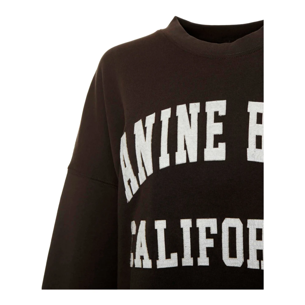 Anine Bing Logo Patch Oversized Sweatshirt Gray Heren