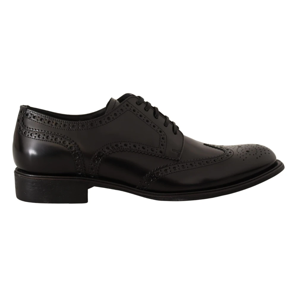 Dolce & Gabbana Men's Black Business Shoes,, Elegant Wingtip Derby Oxford Shoes Size 8