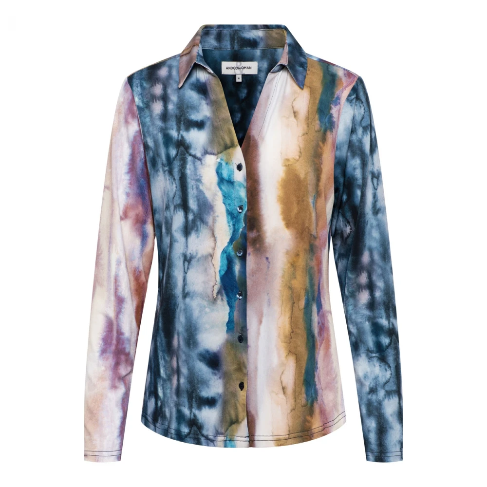 &Co Woman Oversized Hemd mit V-Ausschnitt Multicolor Dames