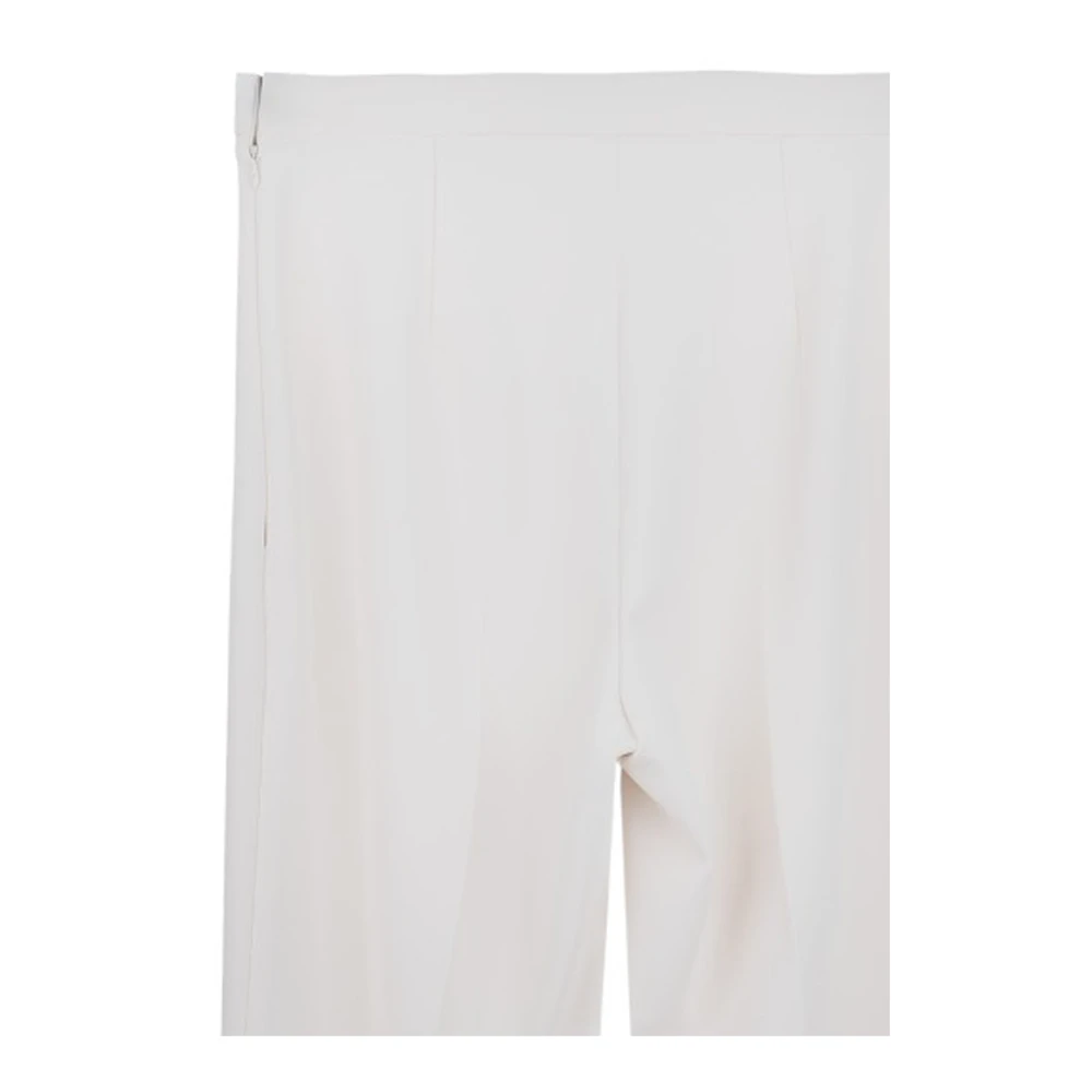Elisabetta Franchi Gouden Logo Palazzo Broek Rits Sluiting Beige Dames