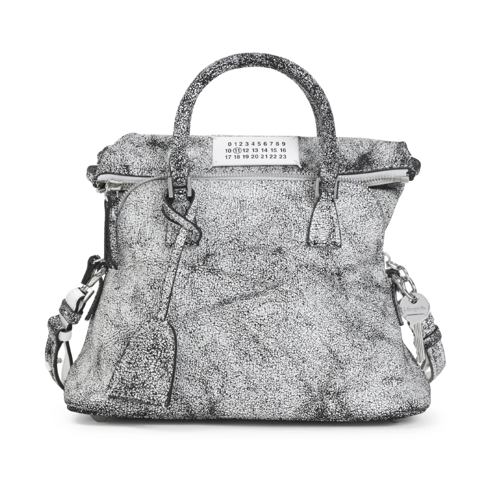 Maison Margiela Damen Grau Weiße Lederhandtasche