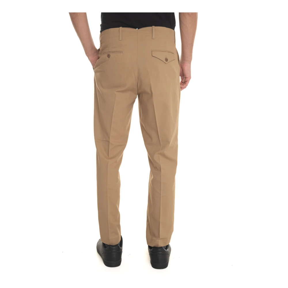 Hindustrie Chino met knoopsluiting en paspelzak Beige Heren