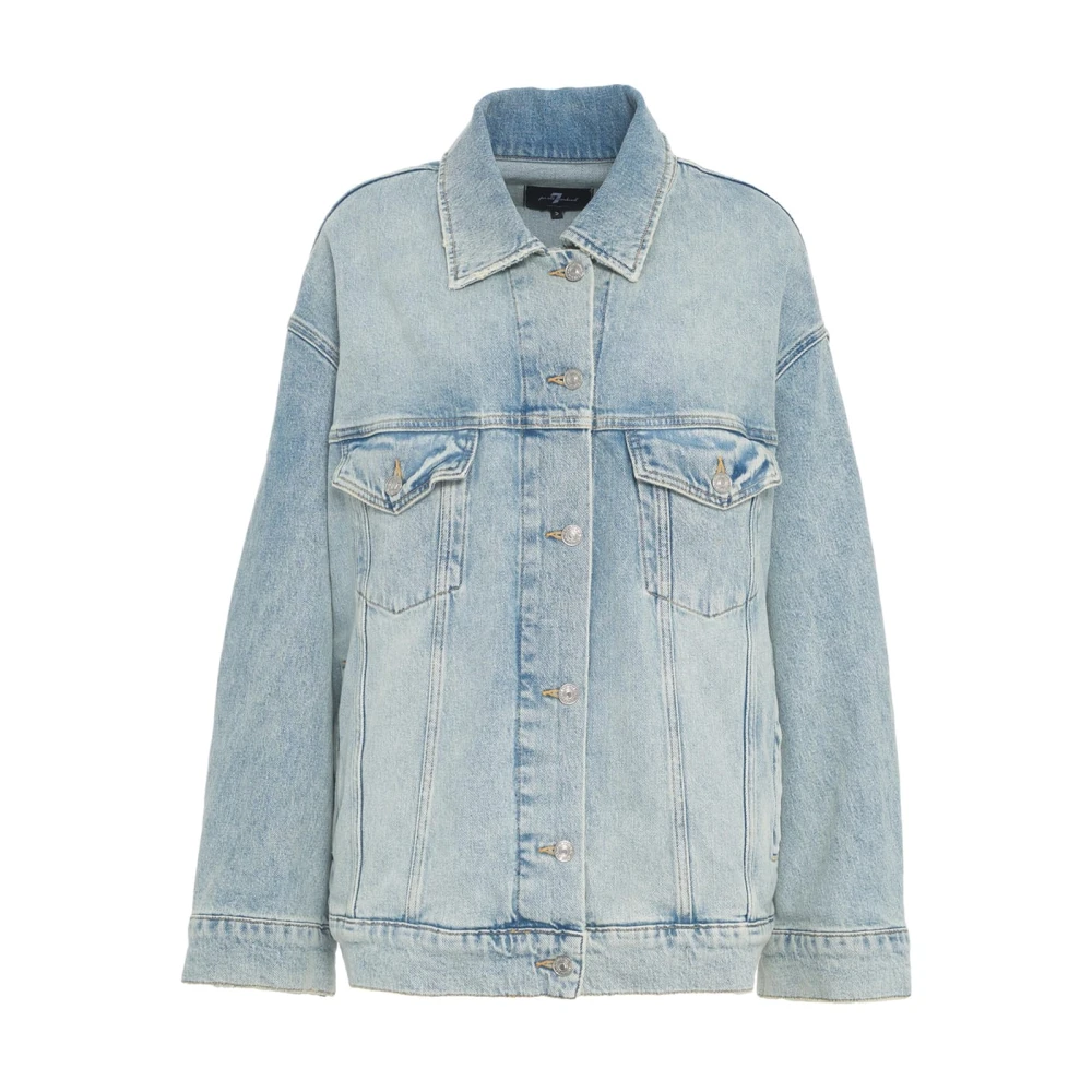 7 For All Mankind Blauwe Oversized Denim Jacket Oli Blue Dames