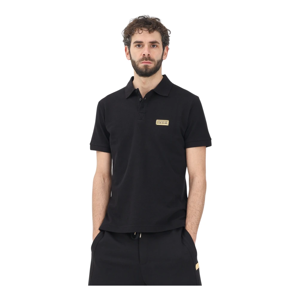 Versace Jeans Couture Zwarte Polo met Institutioneel Logo Black Heren