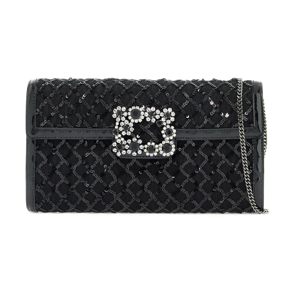 Roger Vivier Diamanten Pailletten Enveloppe Clutch Black Dames
