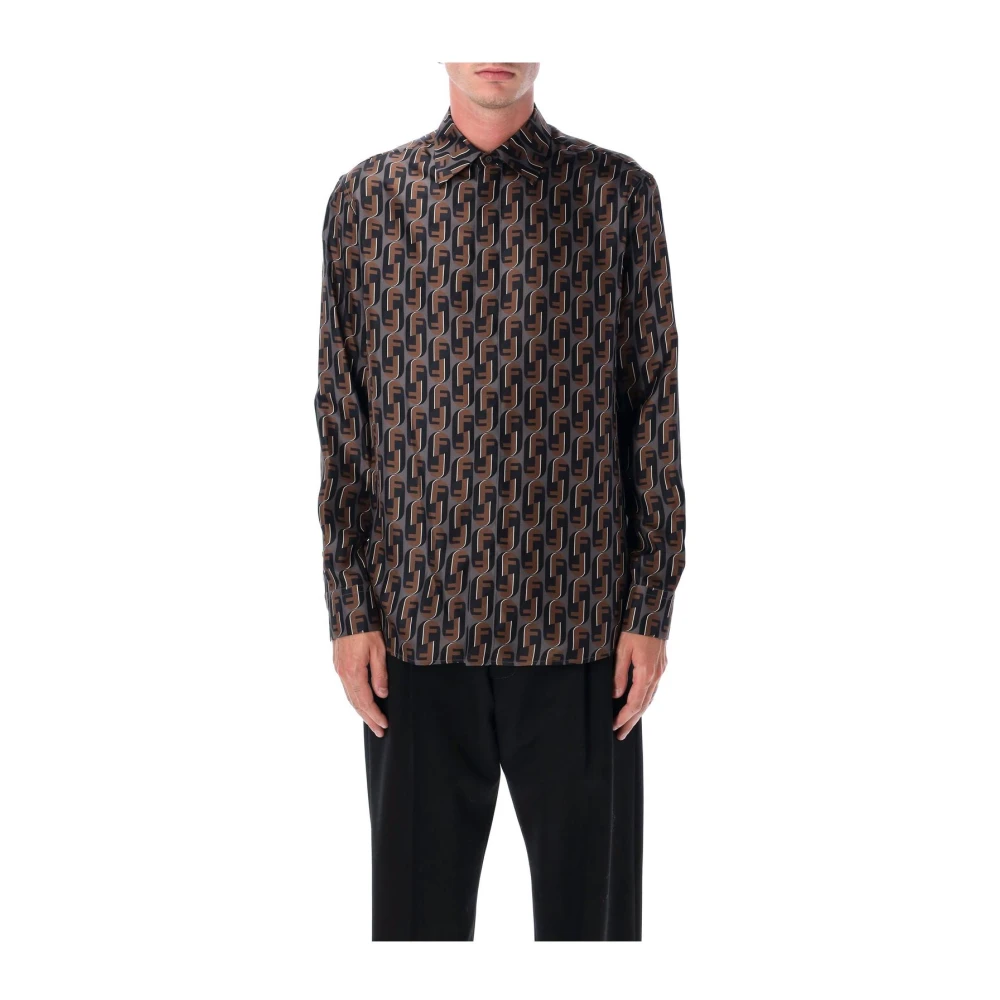 Fendi Herren Blau Shirts, Sgröße: