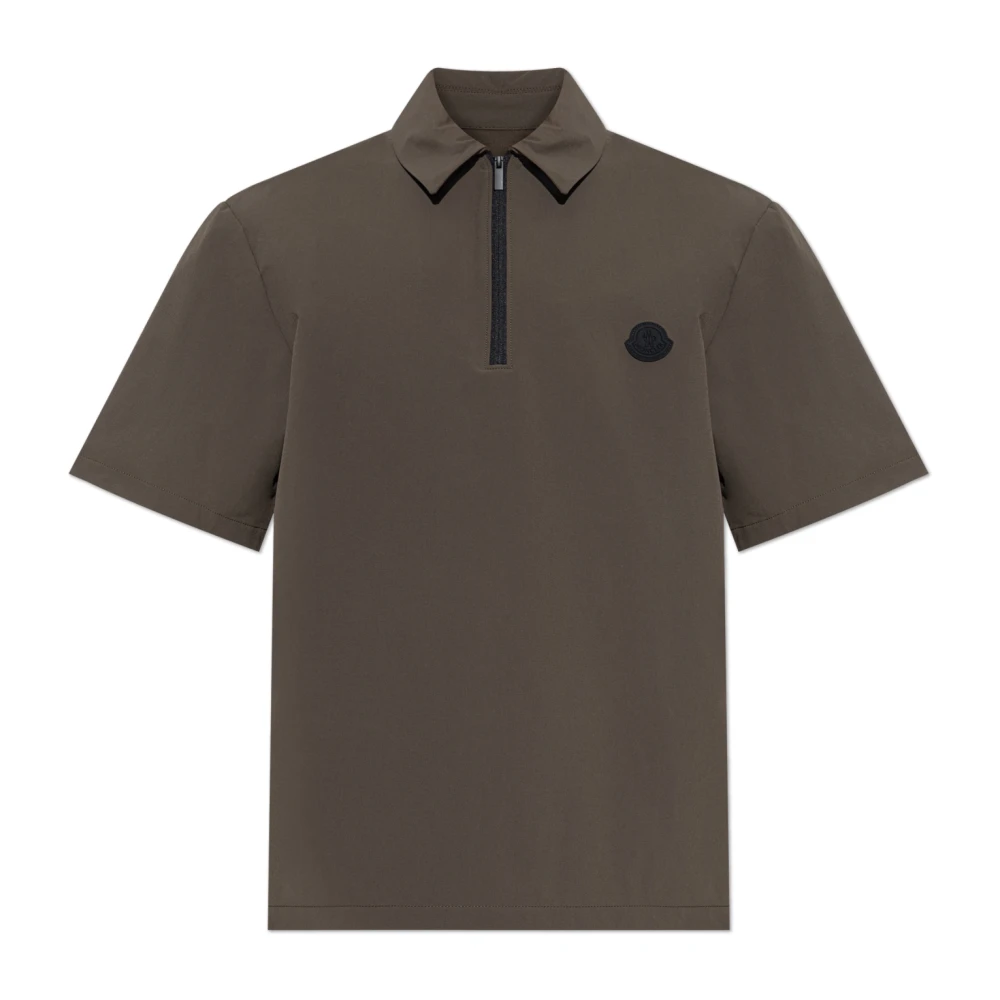 Moncler Men's Green Polo Shirt With Logo Patch - Polo Shirts - M - Tops