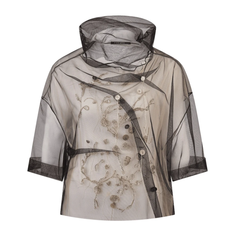 Annette Görtz Mesh Top met Avant-Garde Details Black Dames
